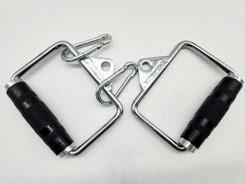 2-Pack Single D Handle with Rubber Handgrips w/ 2 Snap Hooks