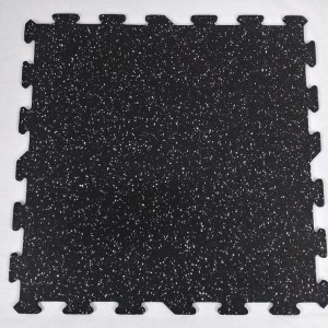 Interlocking Tiles 23" x 23" x 8mm, Vulcanized Composition Rubber (Black or Snowflake)